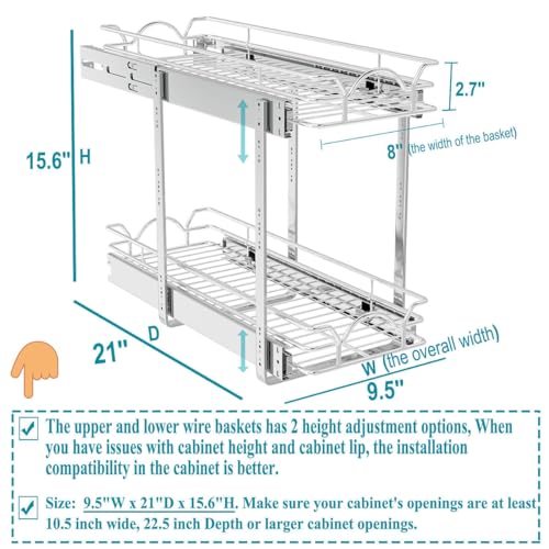 OCG 2 Tier Pull Out Cabinet Organizer (9.5" W x 21" | All Products - Image 3