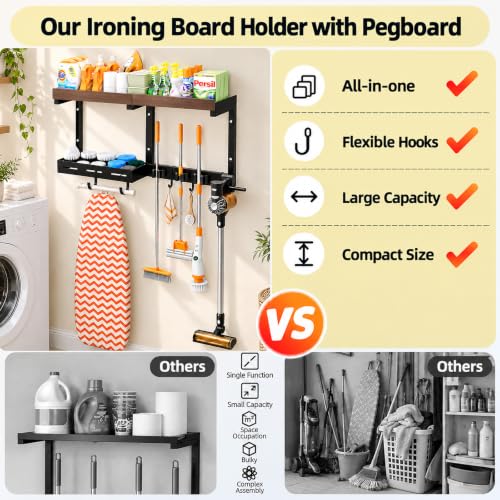 Broom and Mop Organizer with Storage Basket – Wall-Mounted Holder - Image 4