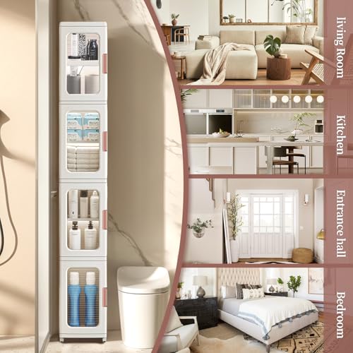 Narrow Storage Cabinet with Doors and Shelves Tall Skinny - Image 5