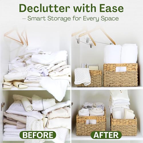 Wicker Basket Set of 4, Seagrass & Hyacinth Storage Baskets - Image 7