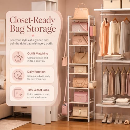 8-Tier Narrow Purse Organizer for Closet, Tall Vertical Purse - Image 5