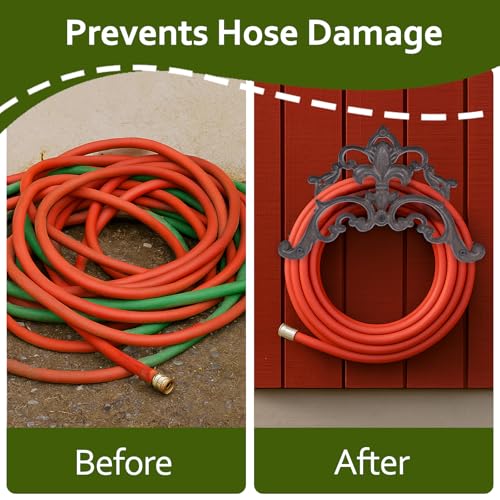 Cast Iron Garden Hose Holder, Sturday Wall Mount Hose - Image 6