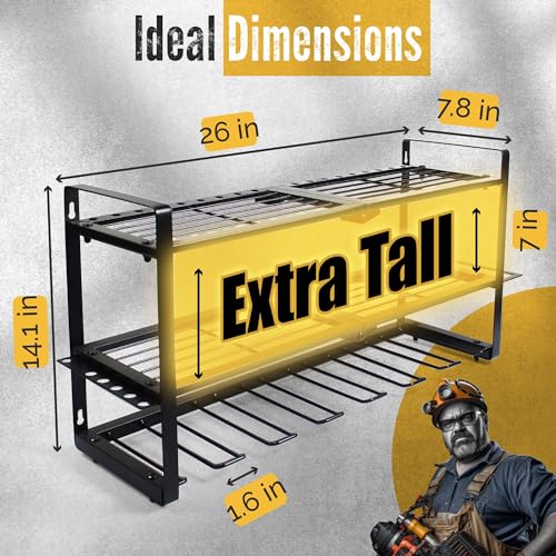 3 Shelf 7 Drill Holder Power Tool Organizer Wall Mount - Image 3