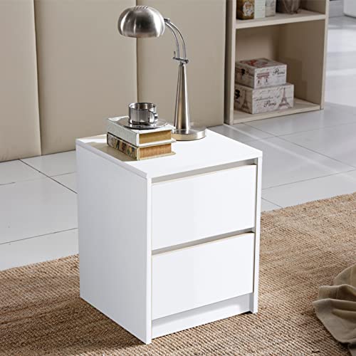 White Bedside Table Modern Simple Nightstand with 2 Storage - Image 5