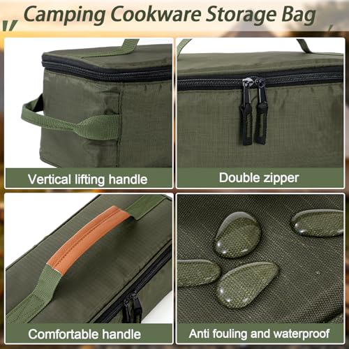 5L Camping Utensil Storage Bag with Mesh Pocket, Green - Image 4
