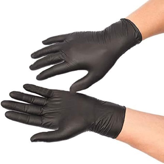 Black Industrial grade Powder Free Nitrile Gloves, 100/BX - 6mil - Size Large
