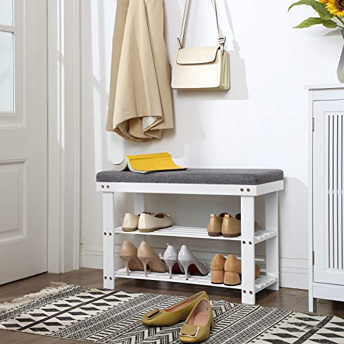 SONGMICS Bamboo Shoe Bench, 3-Tier Shoe Rack - Image 3
