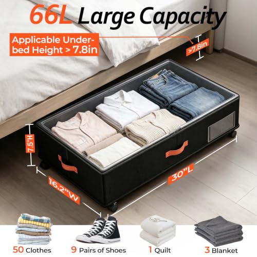 Tsinglax 66L 2-Pack,Under Bed Storage with Wheels - Image 3