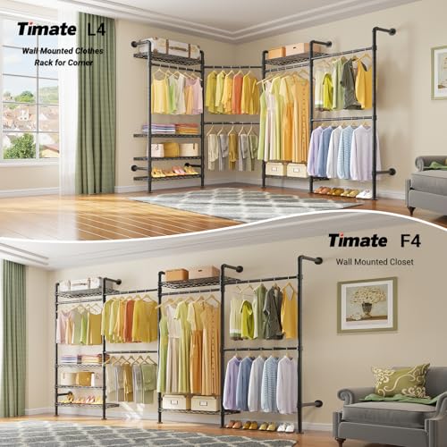 F4 Wall Mounted Clothes Rack Industrial Pipe Clothing Rack - Image 4