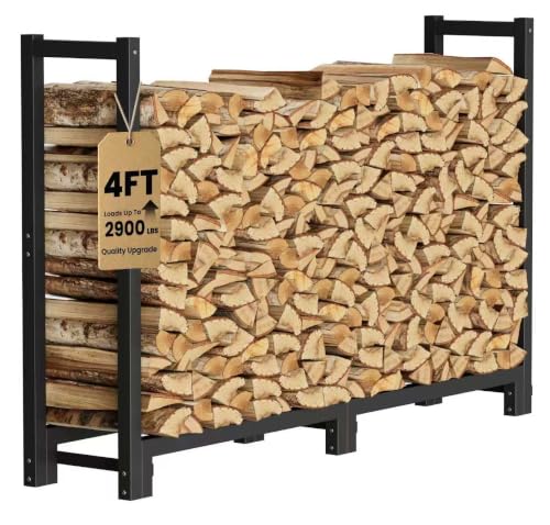 4FT Firewood Rack Outdoor Indoor, Upgraded Heavy Duty Fire - Image 2