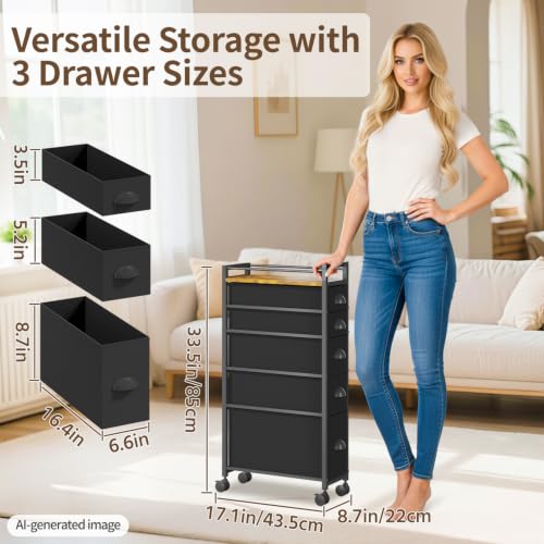 LASZOLA Narrow Cabinet Slim Storage Cart for Bathroom - Image 3