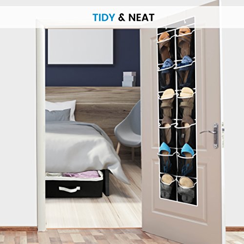 ZOBER Over the Door Shoe Organizer - 12 Mesh Pockets, Space - Image 3