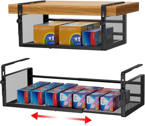 2Pack Expandable Under Shelf Storage Basket Organizer,Black - Image 2