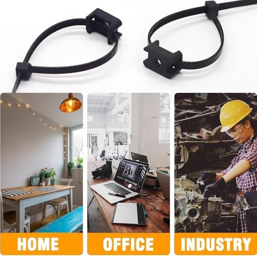 Black Cable Zip Tie Mounts Kit-100 Pcs Cable Zip Tie Saddle Type - Image 7