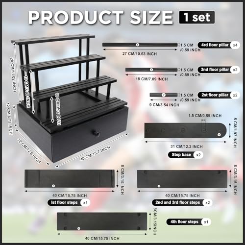 Wooden 4-Tier Trading Card Display Case with Custom Drawer - Image 3