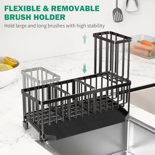 TomCare Kitchen Sink Caddy, 11-Inch Sponge Holder with Drain Tray - Image 6
