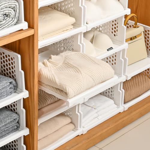 Pull-out Plastic Storage Basket,Stackable Closet | Home Organization - Image 5
