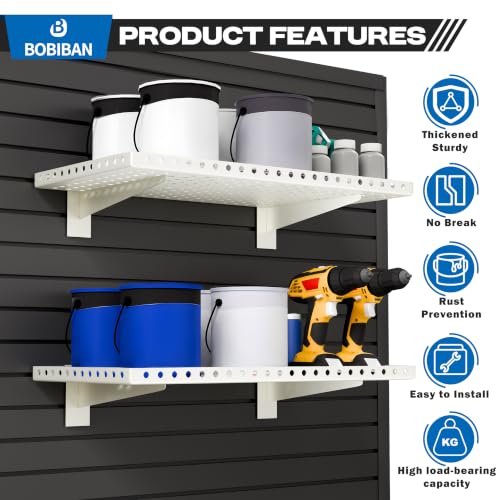 2 Pack Heavy Duty Slatwall Shelves 14 X 24 Inch, White - Image 5