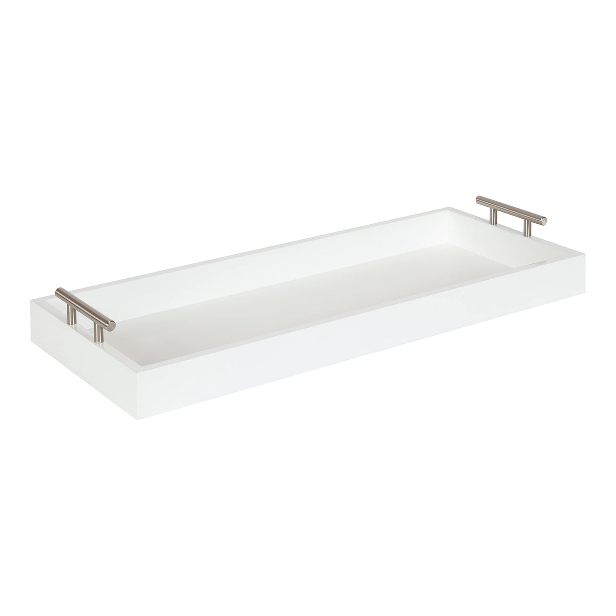 Kate and Laurel Lipton Narrow Decorative Tray; 10 x 24; White - Image 1