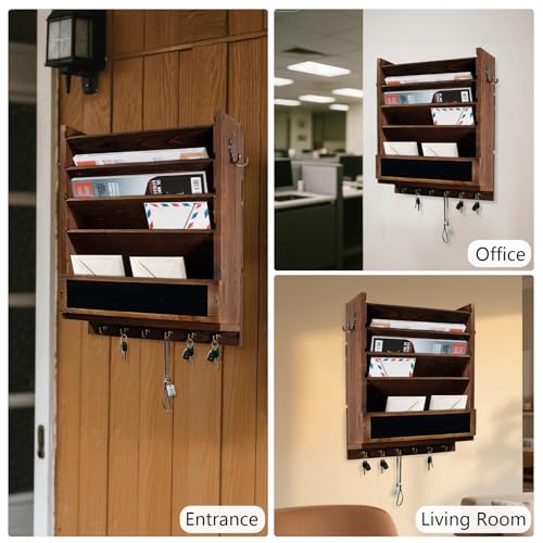 Wall Mail Organizer, Rustic Key and Mail File Holder - Image 7