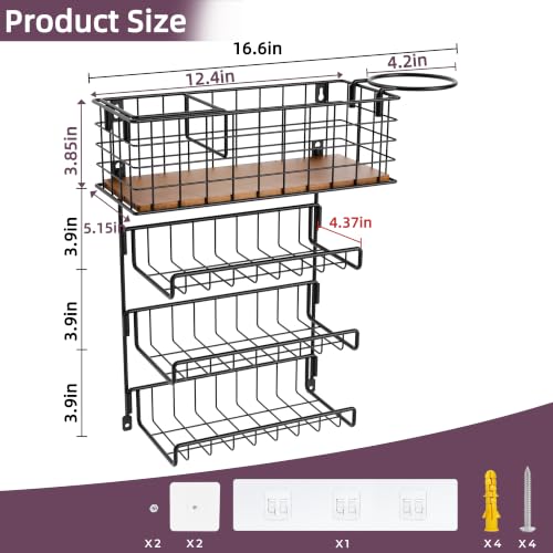 3-Tier Wall Mounted Hair Tool Organizer, Black - Image 3