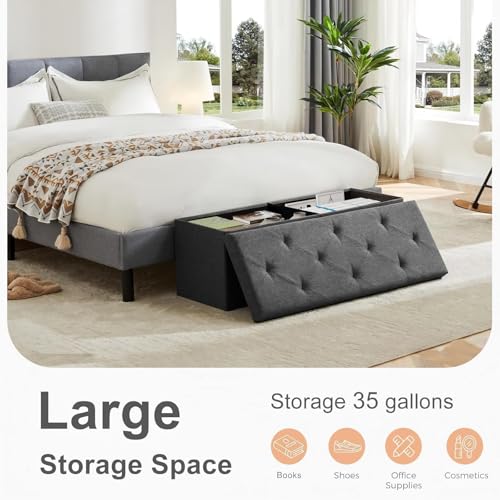 Sweetcrispy 43 Inch Folding Storage Ottoman Bench, Ottoman - Image 5