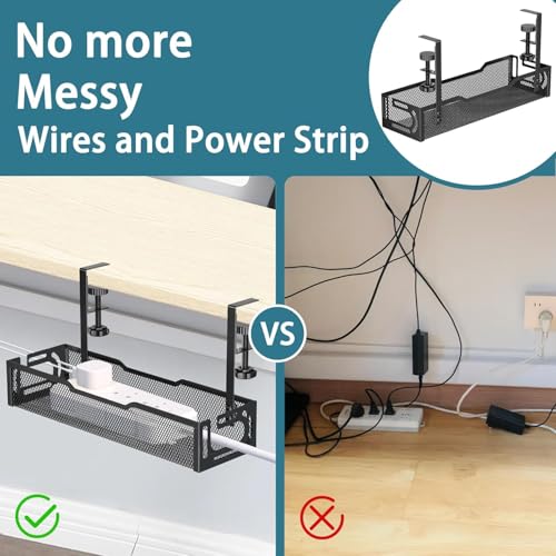 Under Desk Cable Management Tray, No Drill Mesh Cabl | Cable Managemen - Image 6