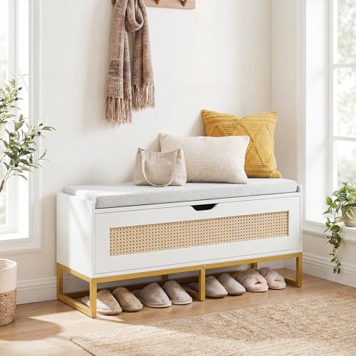 GIANTEX Rattan Shoe Bench, Flip-Top Entryway Bench | Home Organization - Image 2
