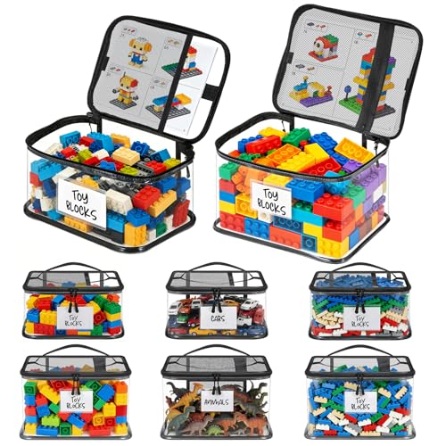 6 Mixed Pack Large Toy Storage Bags, Clear Toy Organizer - Image 2