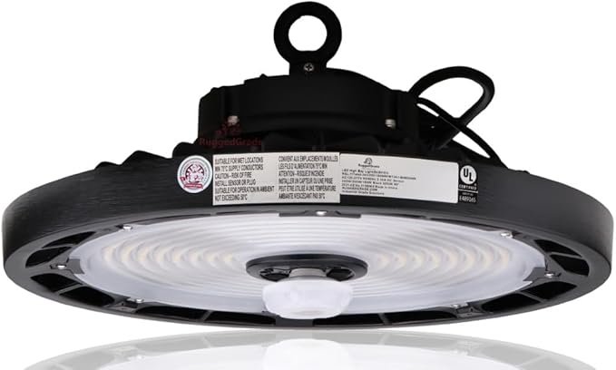 RuggedGrade 240W - Titan V Series LED High Bay UFO Light with Motion Sensor - 35,300 Lumens - 5000K Bright White - Wattage Selectable - 150W/120W/100W - Outdoor LED Light - DLC 5.1 Premium