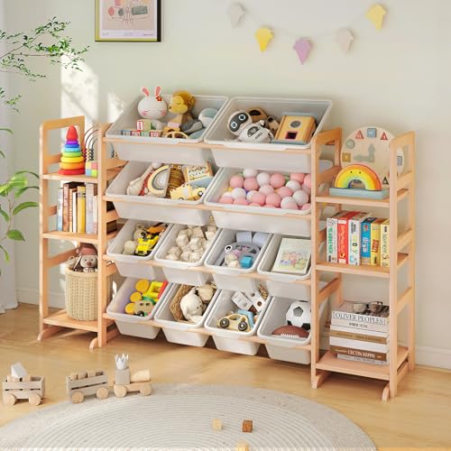 Wooden Toy Storage Organizer with 6 Shelves and 12 Bins, Toy - Image 2