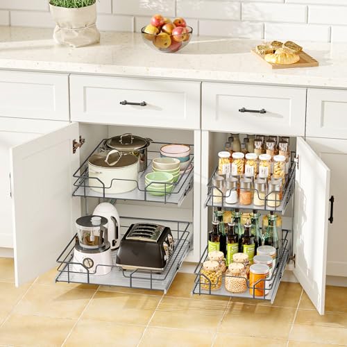 2-Tier Pull Out Cabinet Organizer (8" W x 22" D) - Image 3