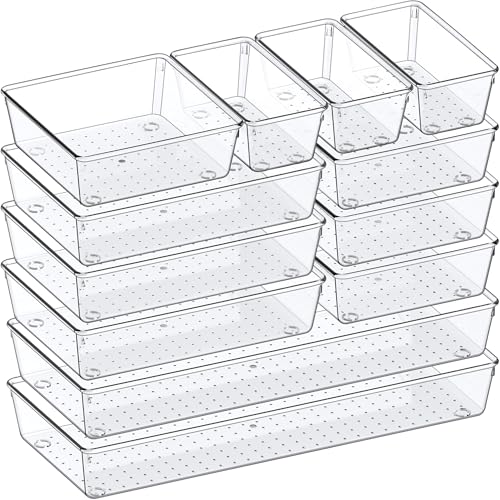 Criusia Drawer Organizer, 12 Pack Clear Plastic Kitchen Drawer - Image 2