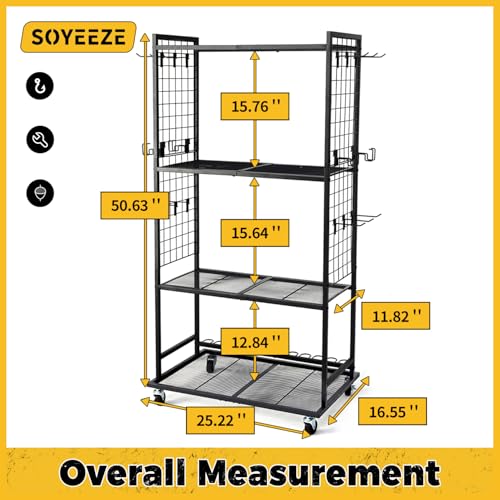 Fishing Rod Holder for 12 Rods, Rolling Fishing Pole | Garage Storage - Image 4
