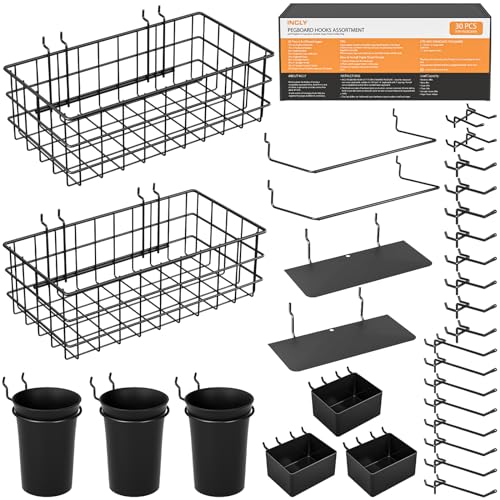 INCLY 30PCS Peg Board Organizer Accessories Kit with Bins - Image 2
