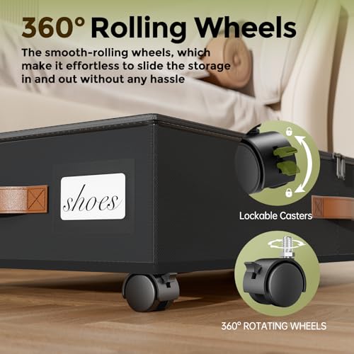 LAMU Under Bed Storage with Wheels, 2 Pack Under Bed - Image 6