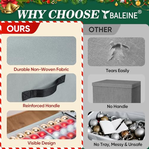 BALEINE Christmas Ornament Storage Box with Dividers - Image 8