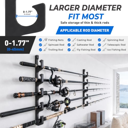 PLUSINNO H5W Solid Wood Fishing Rod Holder, Horizontal - Image 8