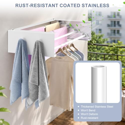 23.6" Wall Mounted Foldable Clothes Drying Rack, Space - Image 7