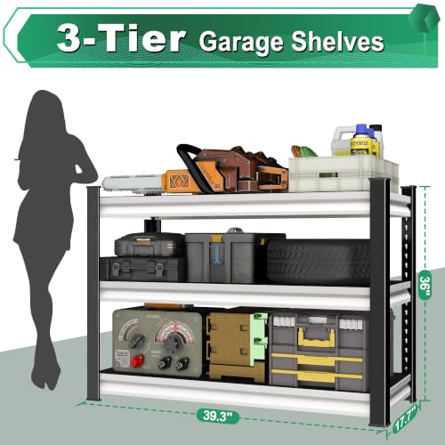 Storage Garage Shelving Units: 39.3" W x 17.7" D x 36" H White - Image 4