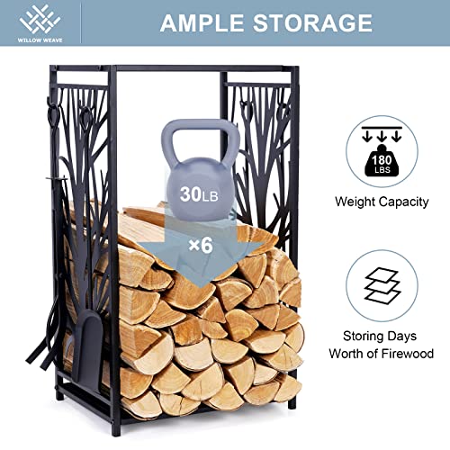 Firewood Rack Indoor with Tools, Fire Log Holder for Fireplace - Image 5