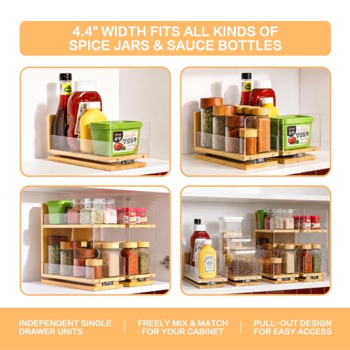 Bamboo 2-Tier Pull Out Spice Rack Organizer for Cabi | All Products - Image 7