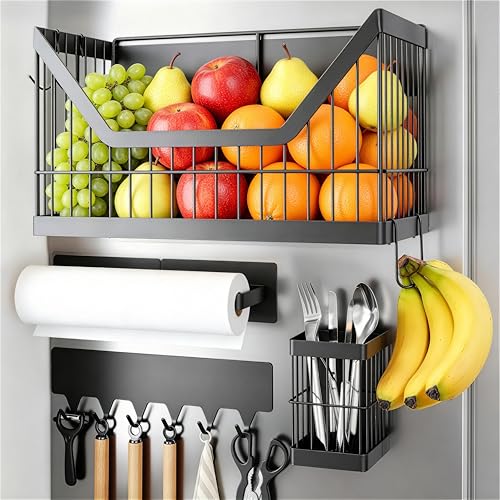 Nieifi Magnetic Shelf for Fridge, Black, 4-Pack - Image 2