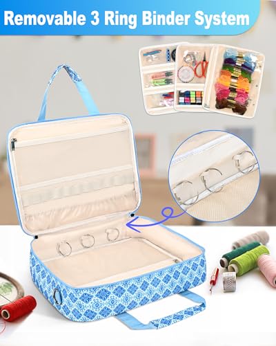 Sewing Supplies Organizer Bag with Removable Binder, Blue Floral - Image 6