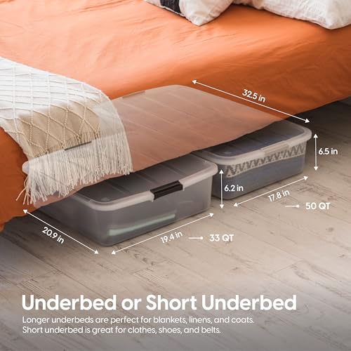 IRIS USA 50 Qt. Long Under Bed Storage Bin with Lids, Clear - Image 6