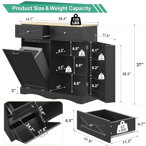 37" Dog Food Storage Cabinet with Drawers - Image 3