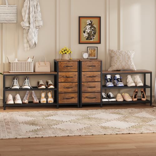 EXOTICA Industrial Shoe Storage Bench with 4 Drawers & - Image 7