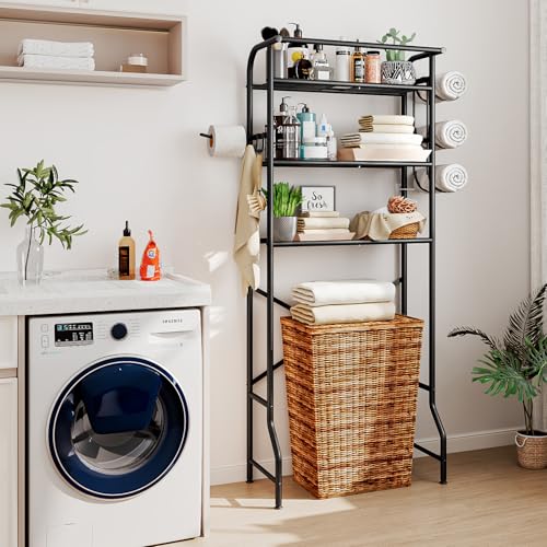 Over The Toilet Storage Shelf 3 Tier Bathroom Organizer Black - Image 6