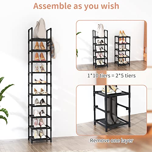 LANTEFUL Tall Narrow Shoe Rack for Entryway, 10-Tier Sturdy Metal - Image 6