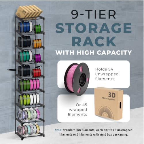 Holds 54 x 1kg Spools, Upgraded 9-Tier 3D Filament Storage - Image 5